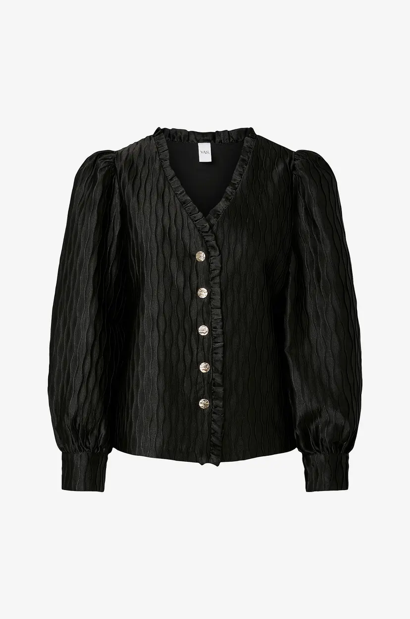 Y.A.S Bluse Yasripple Ls V-Neck Shirt S. - Svart