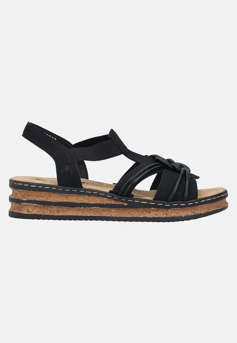 Rieker Sandal med elastiske stropper og flettet dekorasjon