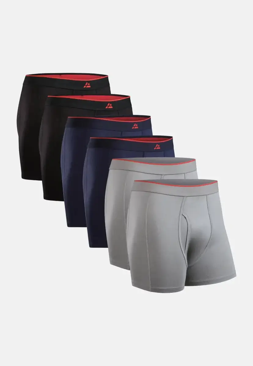 DANISH ENDURANCE Bamboo Boxershorts med Gylp til Mænd, Sort/Rød | Grå| Marine Blå, M, DANISH ENDURANCE