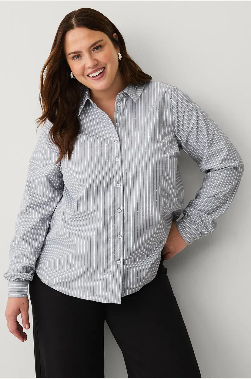 Zizzi Skjorte mSoline L/S Shirt - Grå