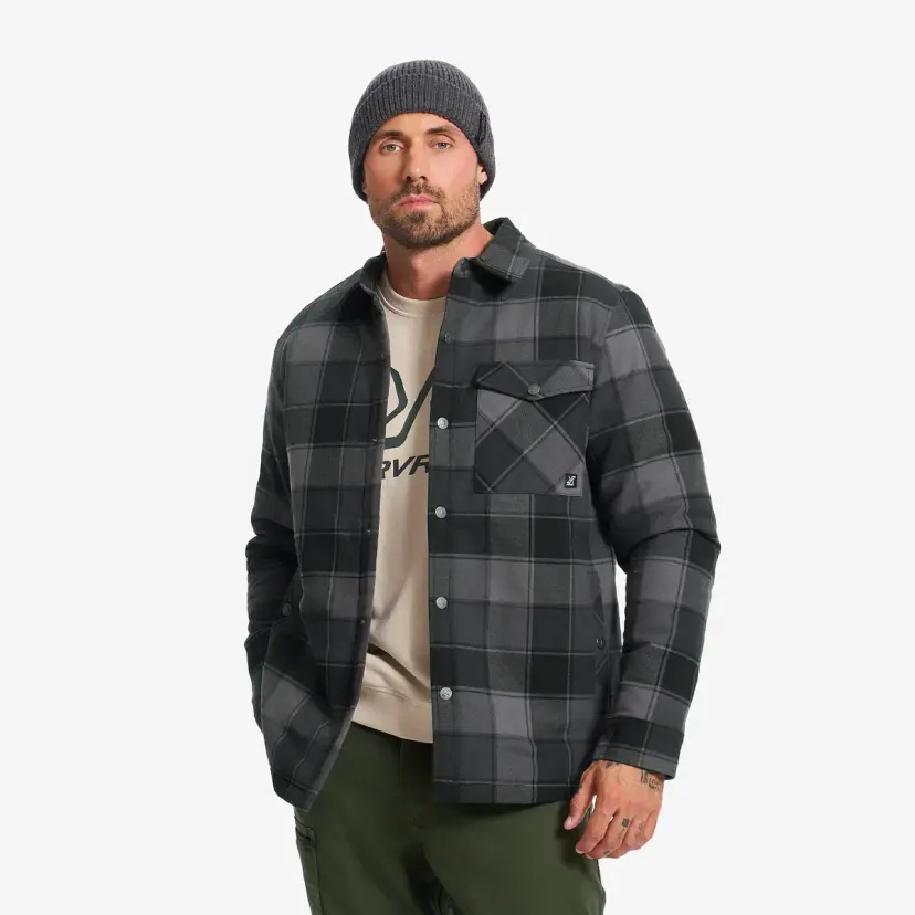 RevolutionRace Whistler Flannel Insulated Shirt Herre Black/Anthracite