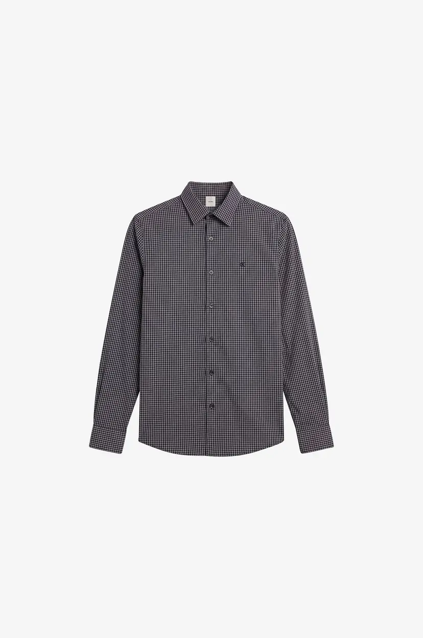 Calvin Klein Skjorte Ls Yd Micro Gingham Stretch Slim - Blå