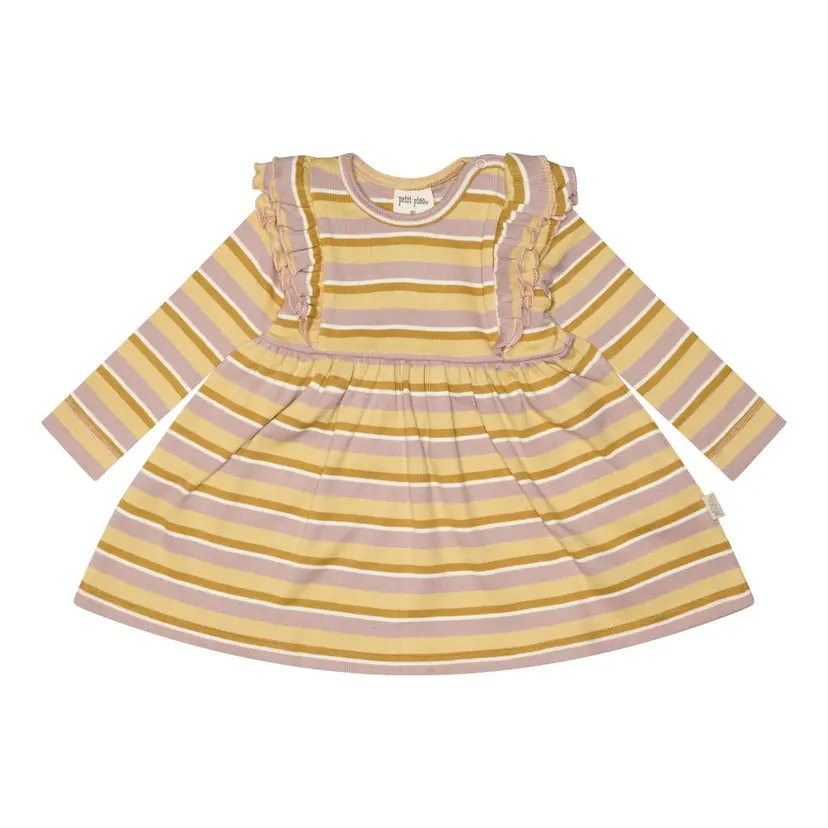 Petit Piao Petit Piao Kjole Modal Max Striped Adobe Rose/Yellow Corn/Mustar (98 /3 år)