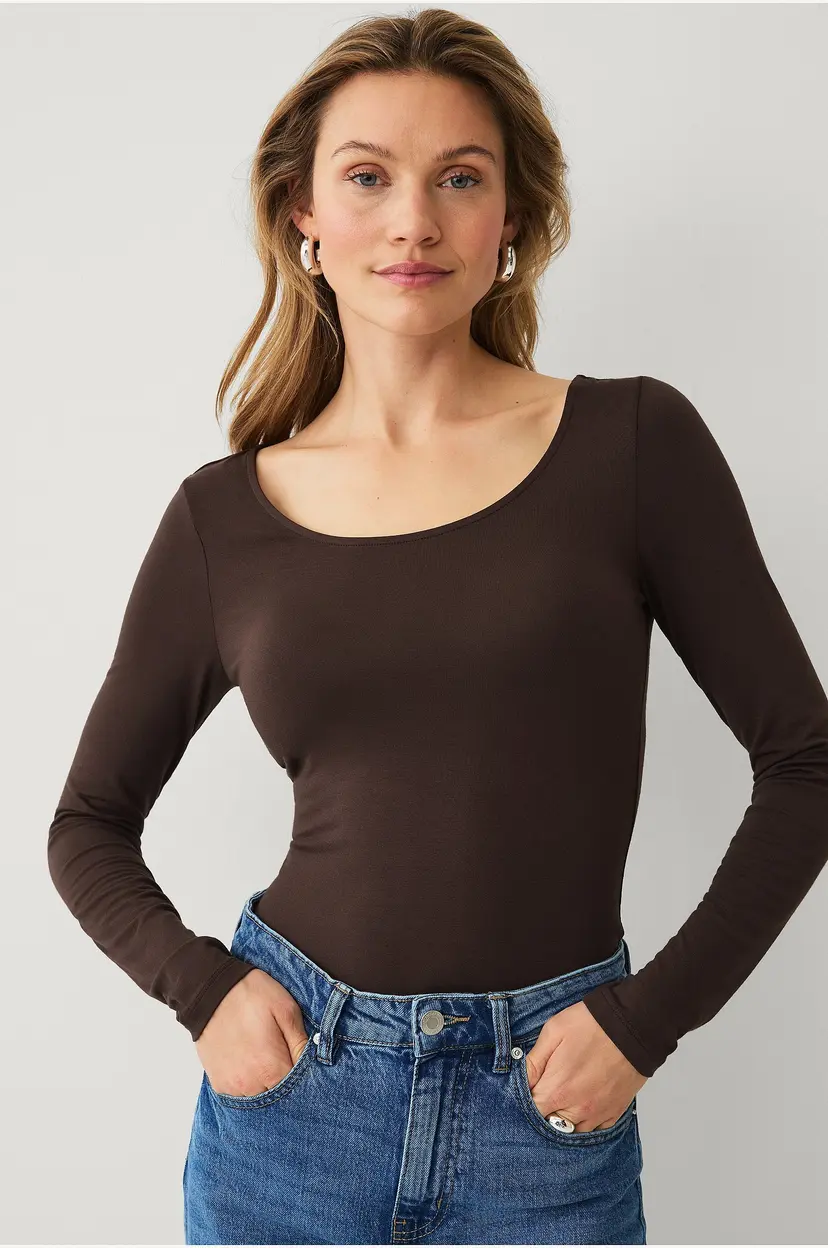 Ellos Collection Topp med rund hals - Brun