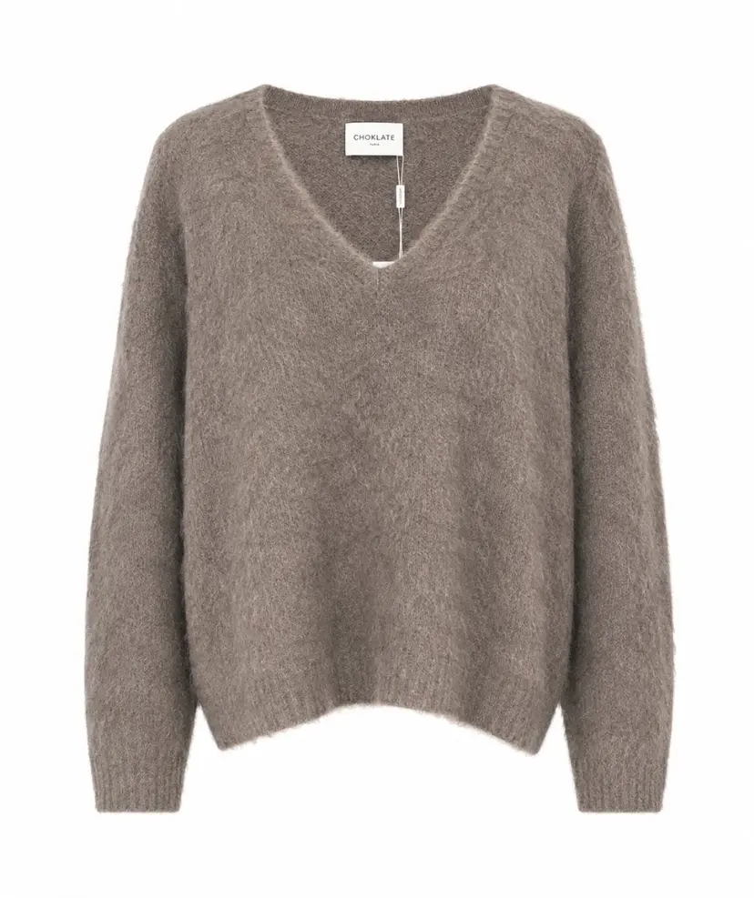 From Paris With Love Wool and Cashmere V Neck Sweater Taupe