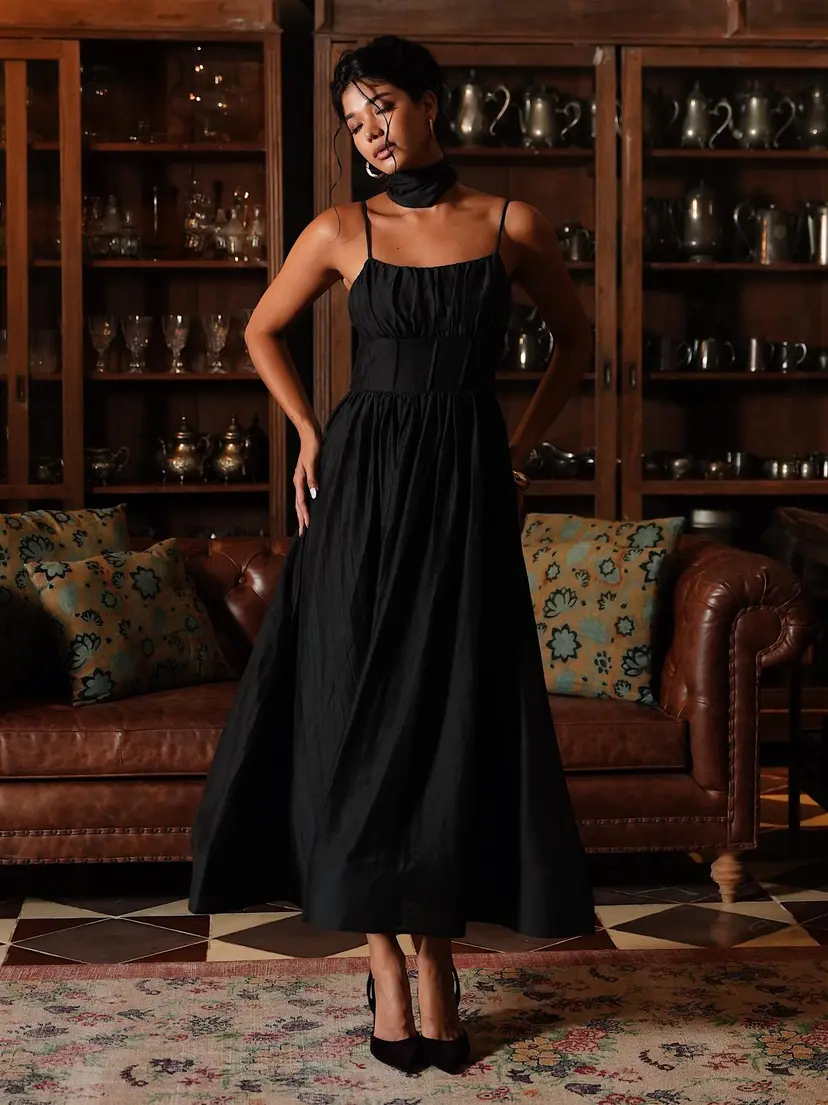 Love Lolina Bernadette Midi Dress Black - XXS