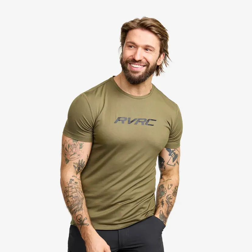 RevolutionRace Mission Logo Slim Fit T-shirt Herre Burnt Olive