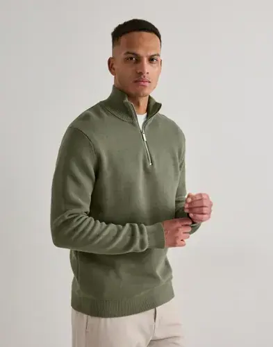 Selected Men Selected Men Slhdane Ls Knit Structure Half Zip Half zip Grønn