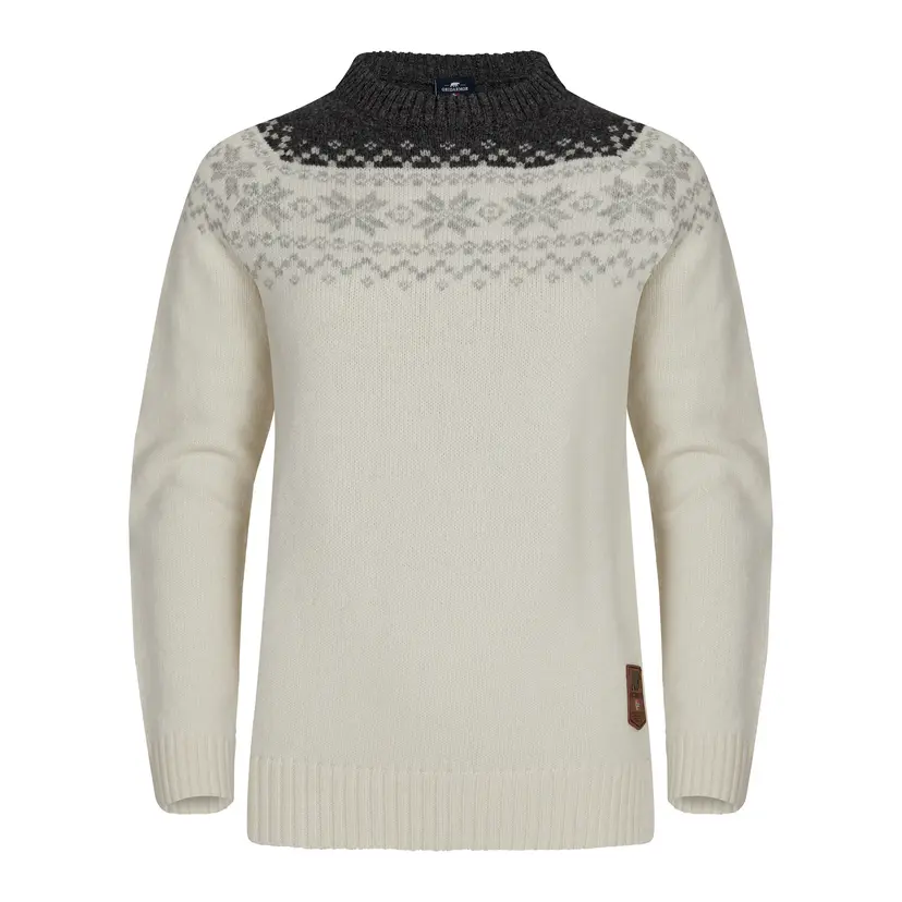 Gridarmor Gridarmor Women’s Snøkrystall Round Neck Ullgenser White/Dark Grey/Light Grey