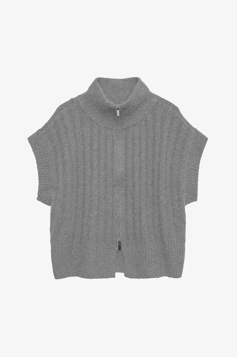 Vero Moda Vest Vmbang Rib Sl Highneck Zipper Vest - Grå