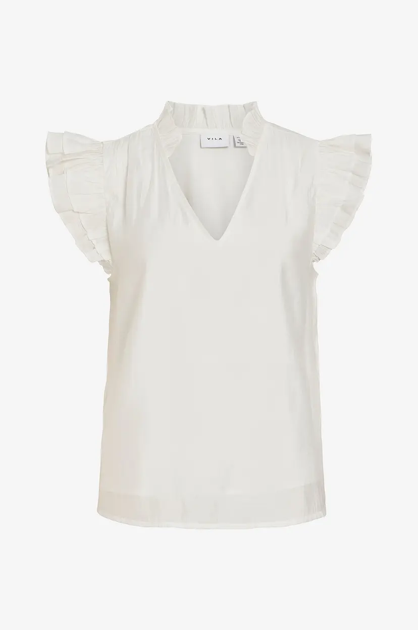 Vila Bluse viAnu S/L V-neck - Hvit