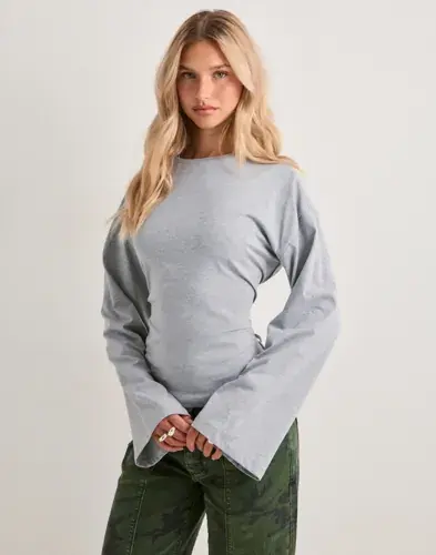 Nelly Nelly - Grå - Tie waist LS top