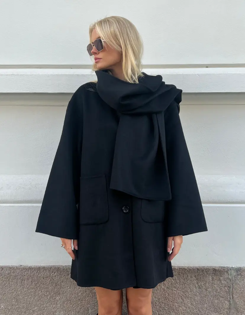 Clermonte Sandy Wool Coat With Scarf