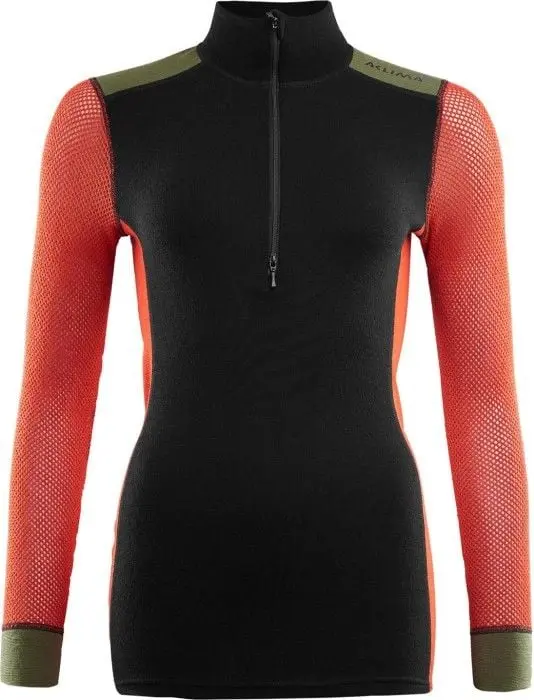 Aclima Aclima W's WoolNet Hybrid Mockneck Jet Black/Poinciana/Capulet Olive