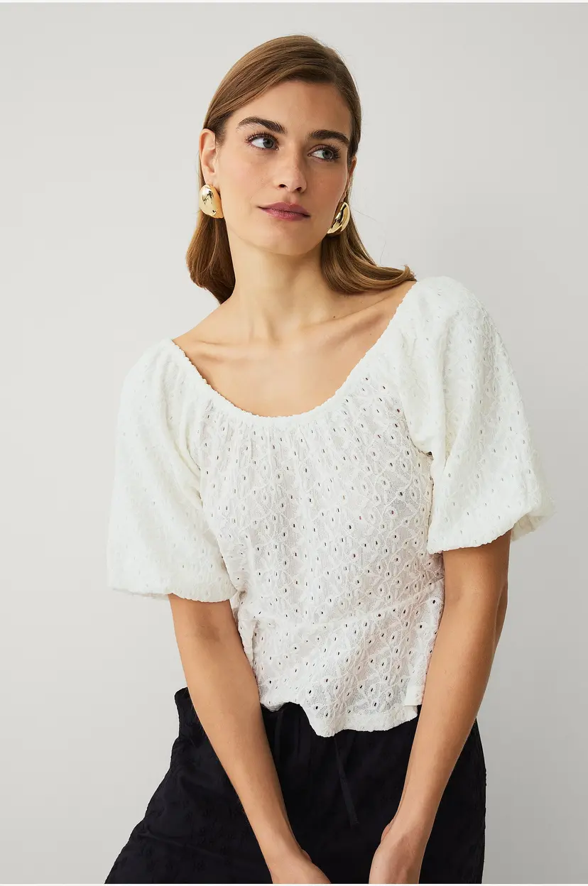 Ellos Collection Jerseybluse med struktur - Hvit