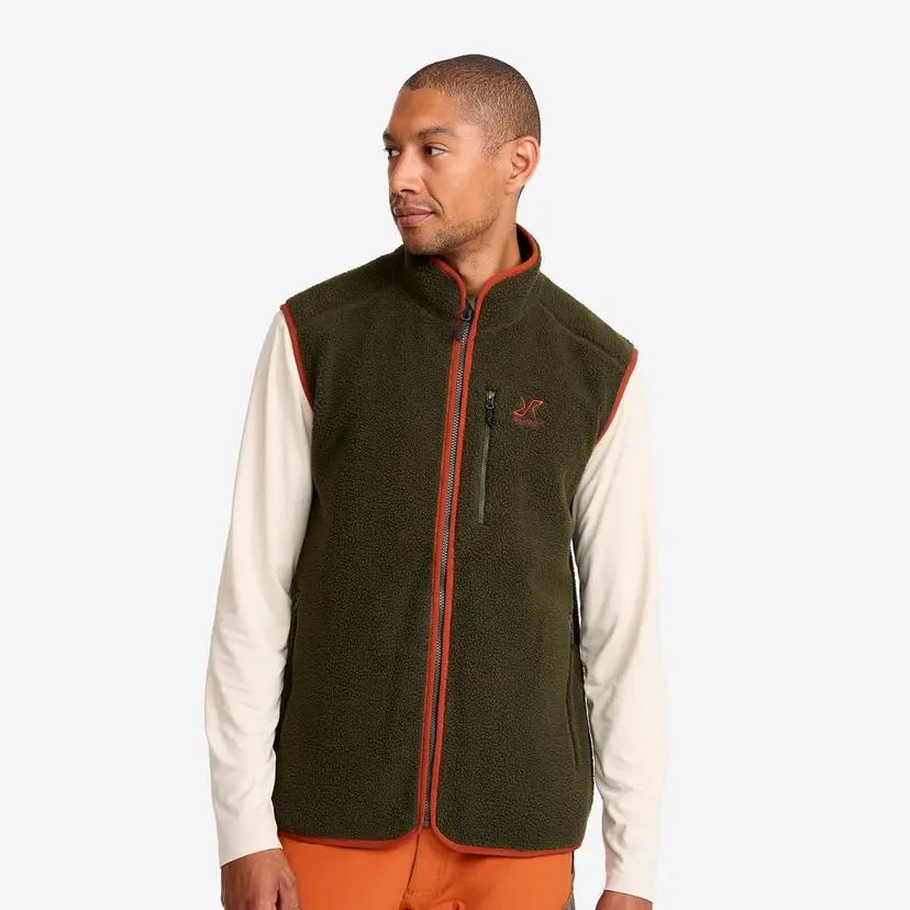 RevolutionRace Canyon Full-zip Pile Fleece Vest Herre Forest Night/Rusty Orange