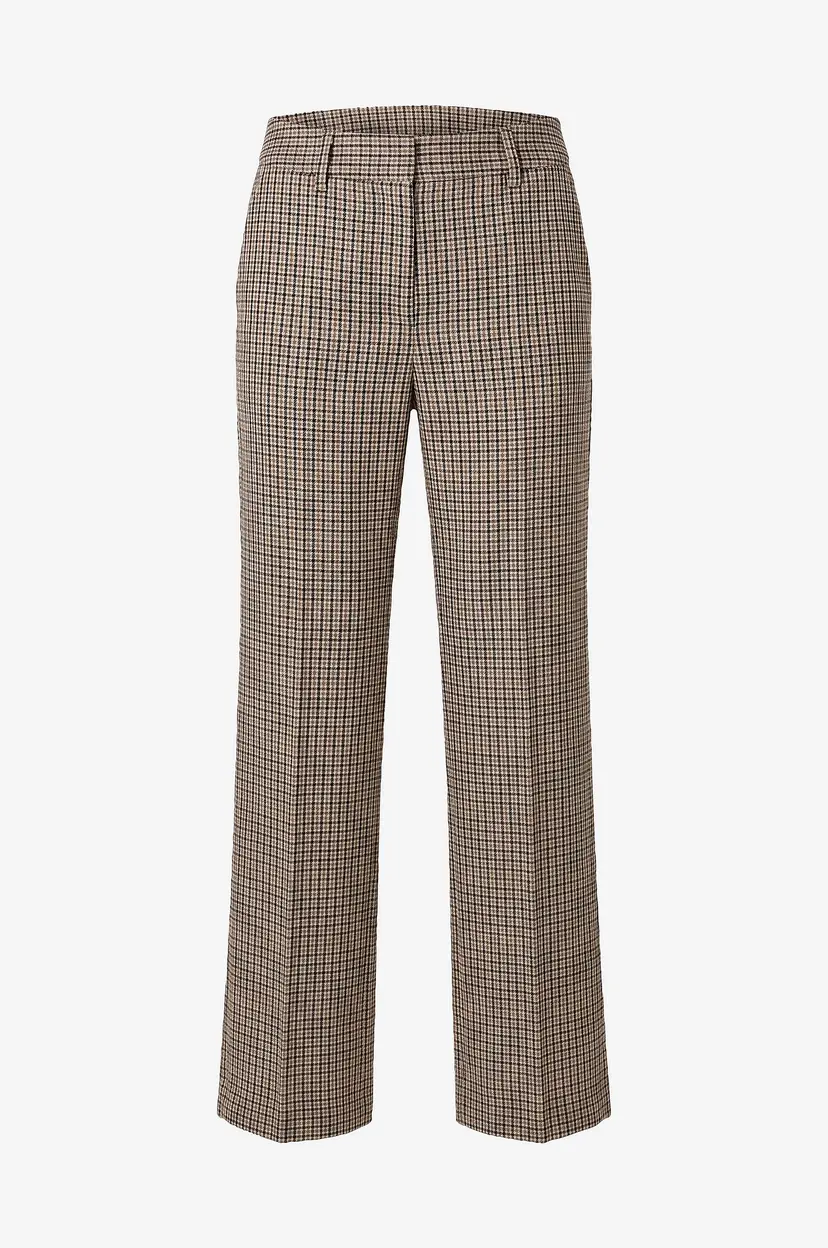 Selected Women Bukser Slwrita Mw Wide Pant Check - Brun