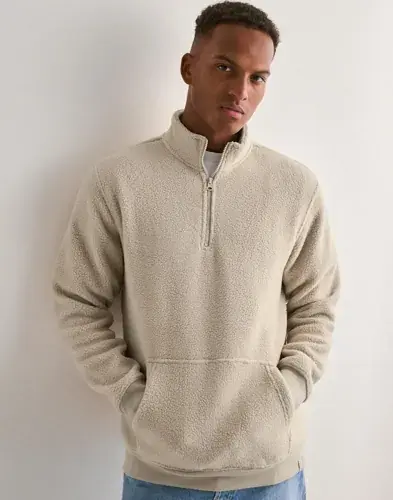 Only & Sons Only & Sons Onsemilio Reg Teddy Zip Sweat Vd Half zip Beige
