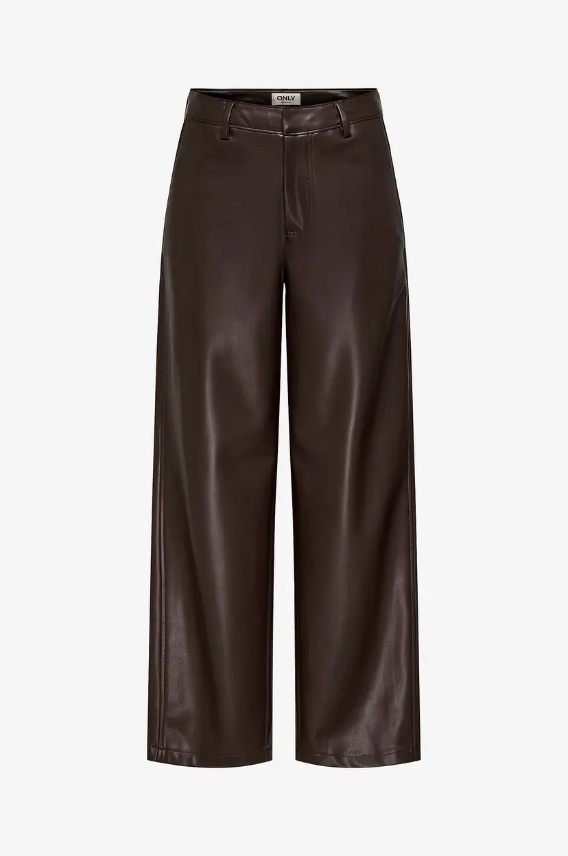 ONLY Ballongbukser Onlneli MW Faux Lea Barrel Pant Pnt - Brun