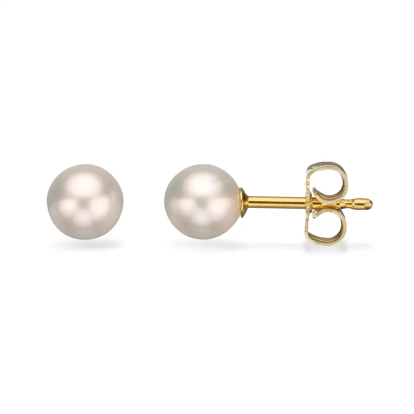 Scrouples Scrouples - Perle øreringe i 8 karat guld, 6mm - 1043