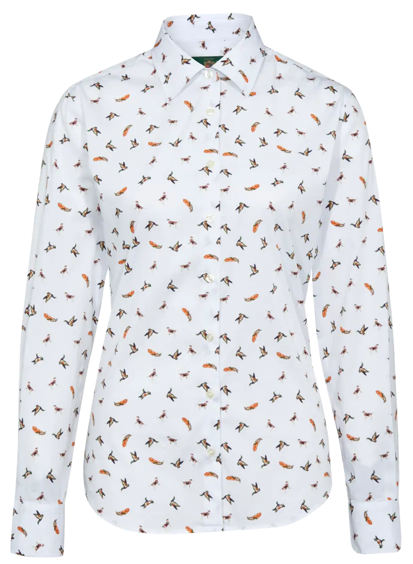 Alan Paine Alan Paine W's Lawen Printed Cotton Shirt White