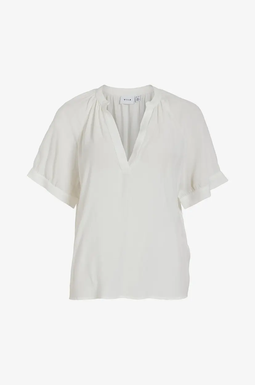 Vila Bluse viFulia V-neck S/S Top/r - Beige