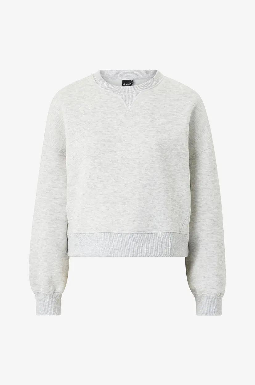 Gina Tricot Collegegenser Crop Crewneck Sweater - Grå