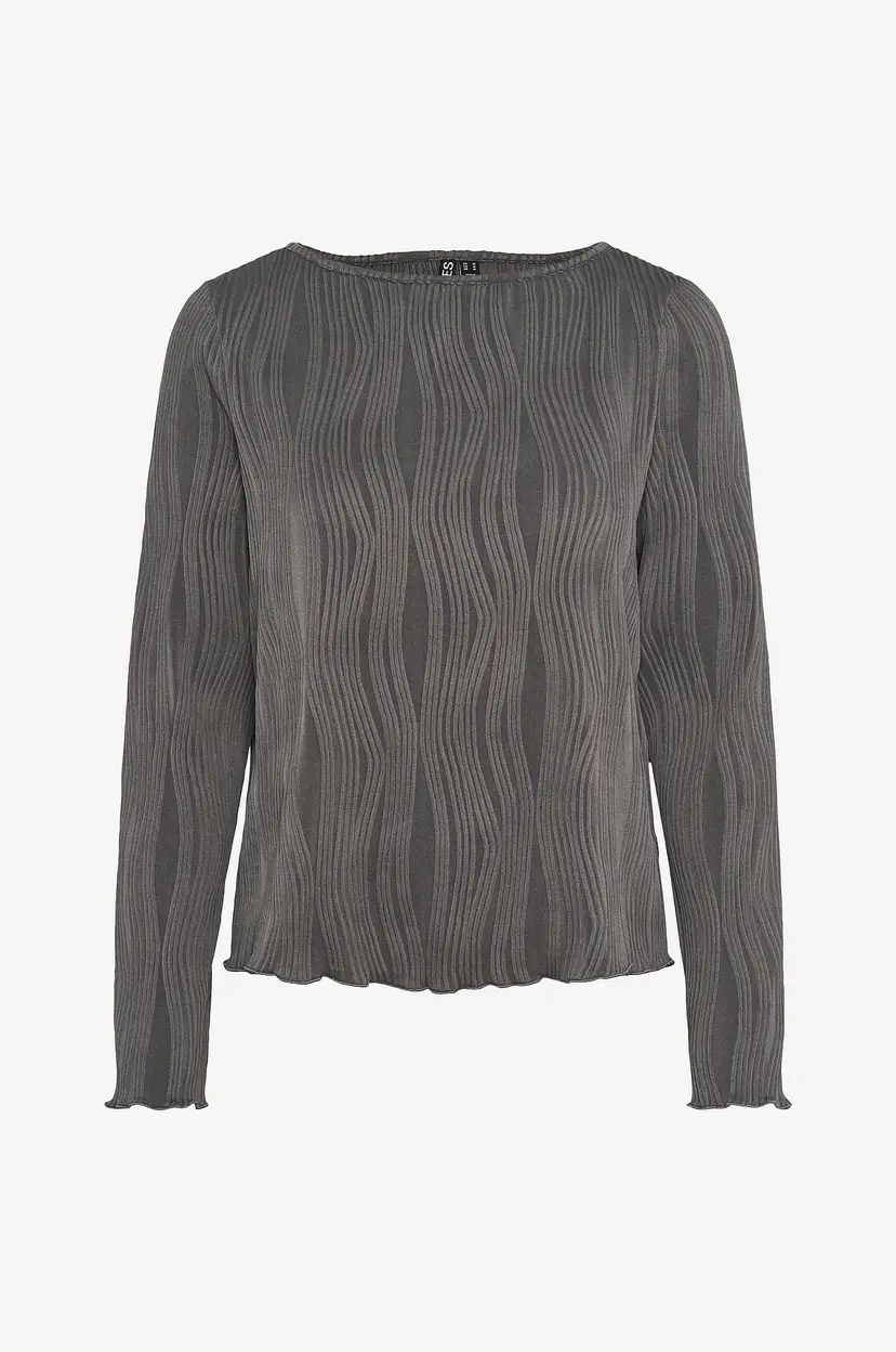 Pieces Topp pcnAnnika LS Boatneck Top BC - Grå