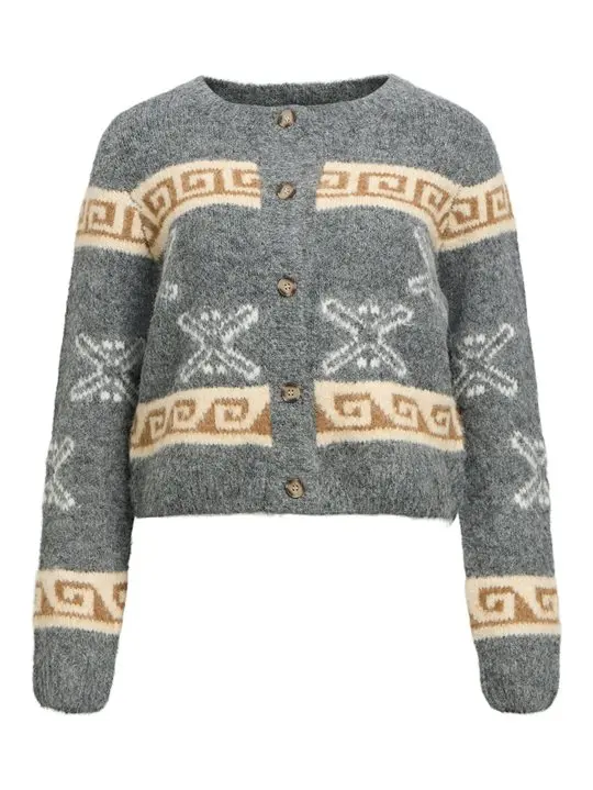 Object Object - Galia Ls Knit Cardigan - Medium Grey Melange