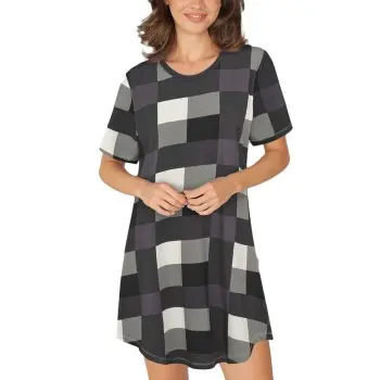 Lady Avenue Lady Avenue Bamboo Bigshirt Grårutet X-Small Dame