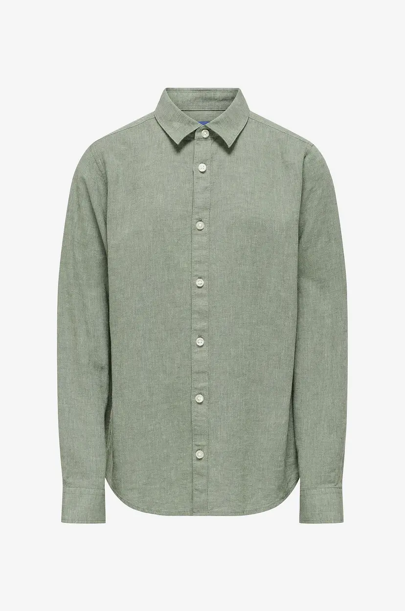 ONLY & SONS JUNIOR Skjorte osjcAiden Life LS Linen - Grønn