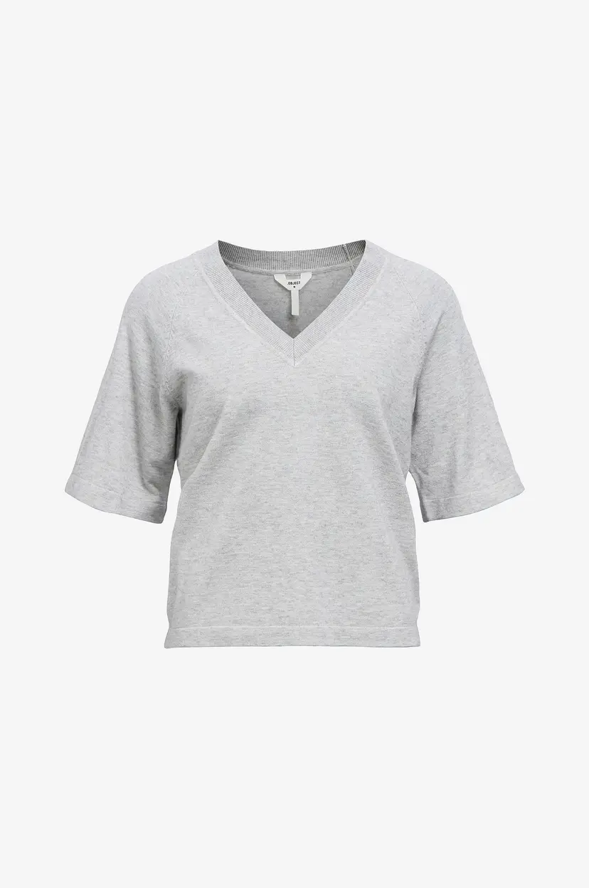Object Collectors Item Topp objThess 2/4 LO V-neck Knit Noo - Grå