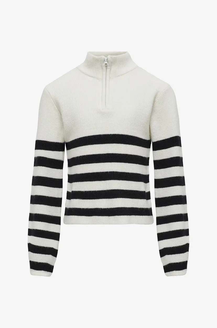 Kids Only Genser kogFranca Half Zip L/S Stripe - Hvit