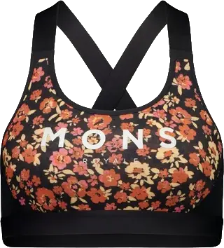 Mons Royale Mons Royale Women´s Stella Merino X-Back Bra Ditzy Camo/black