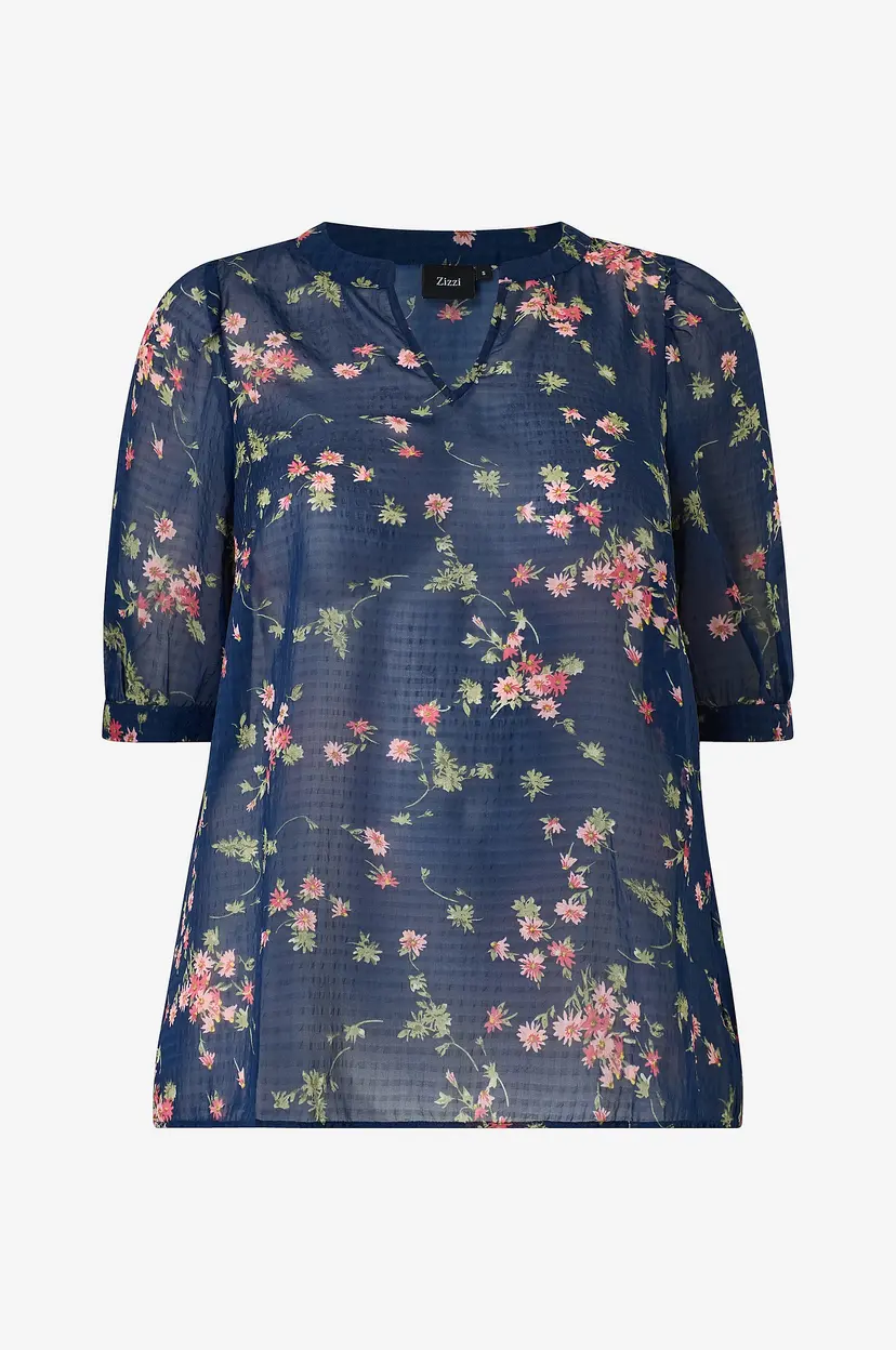 Zizzi Bluse Cataru, 1/2, Blouse - Blå