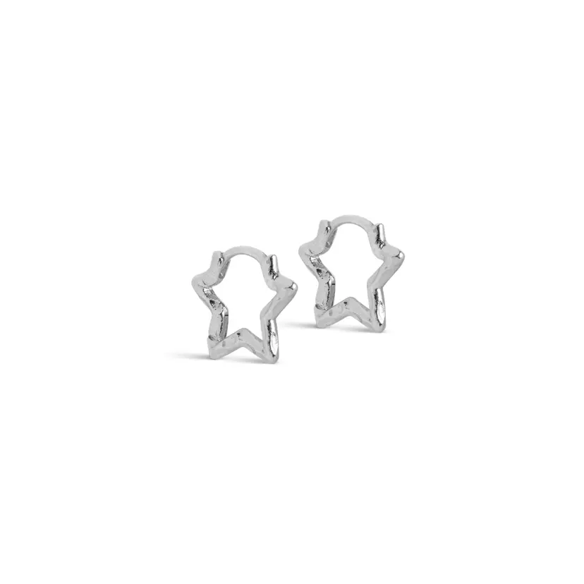 Enamel Enamel - Organic Star Small Hoops i forsølvet messing - E489SB