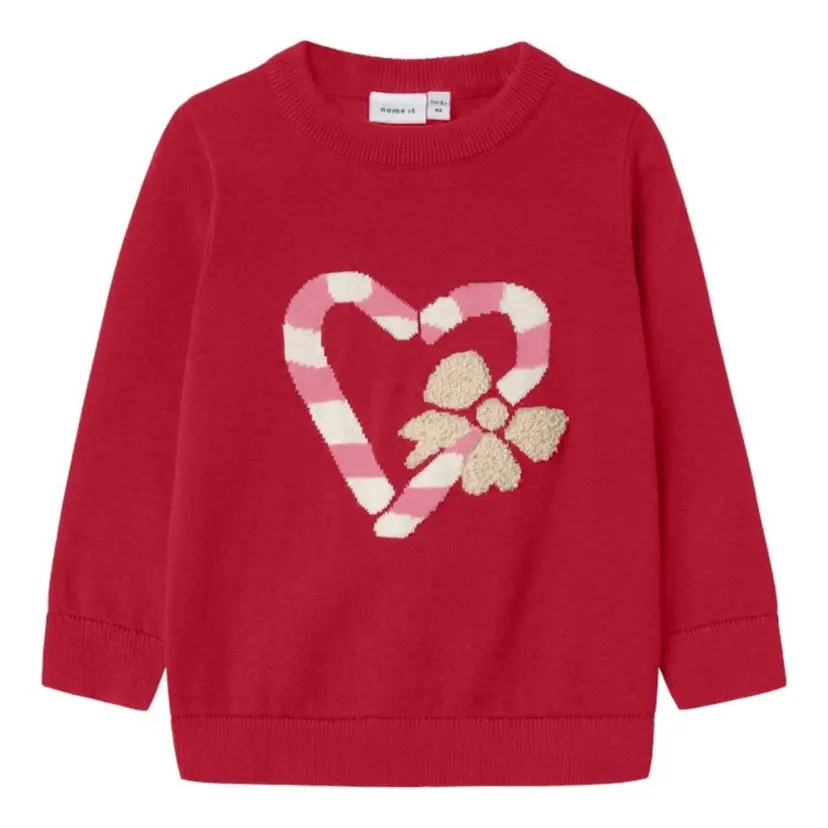 NAME IT Name It - Julegenser Knit Candy Cane Heart Jester Red