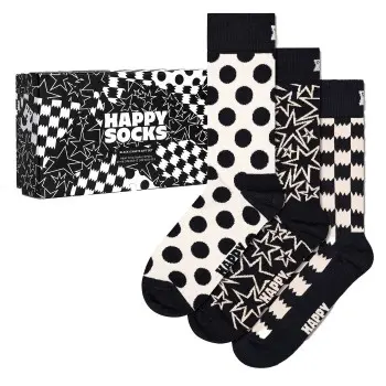 Happy Socks Happy socks Strømper 3P Black and White Socks Gift Box Svart/Hvit bomull Str 36/40