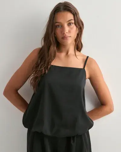 Pieces Pieces - Svart - Pctora Strap Balloon Top Wvn D2D Pp
