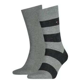 Tommy Hilfiger Tommy Hilfiger Strømper 2P Men Rugby Sock Mørkgrå  Str 43/46 Herre