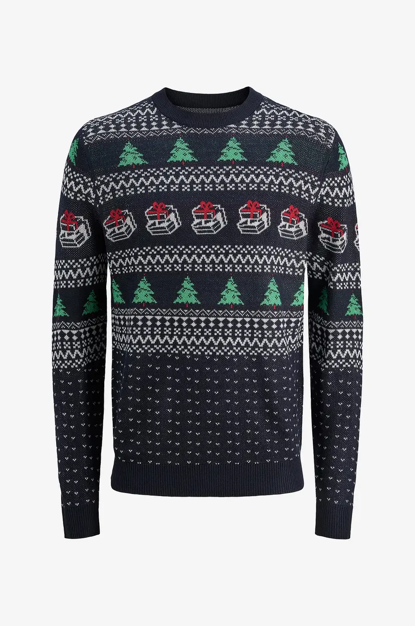 Jack & Jones Junior Genser jjXmas Andrew Knit - Blå