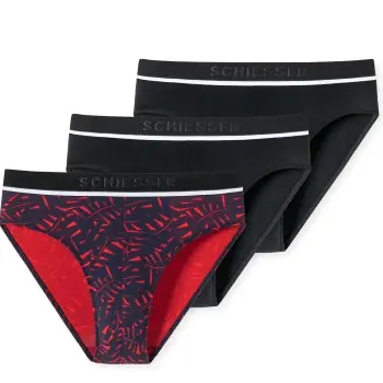 Schiesser Schiesser 3P 95-5 Printed Rio-Slip Svart Mønster bomull Large Herre