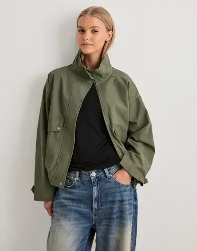 Nelly Nelly - Grønn - Funnel Neck Cotton Jacket