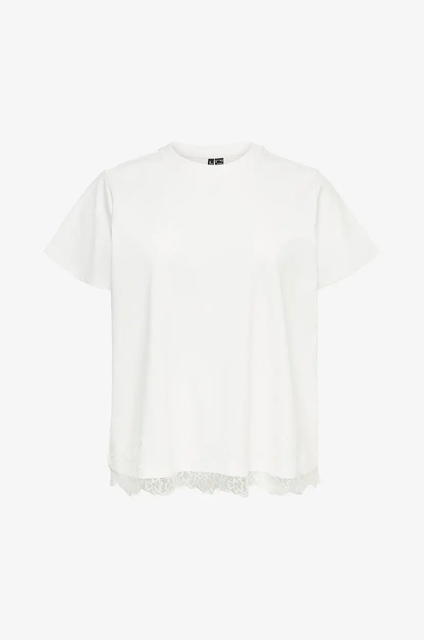 Vero Moda Curve Blondetopp Vmcsara Mette Lace Ss Jrs Cur - Hvit