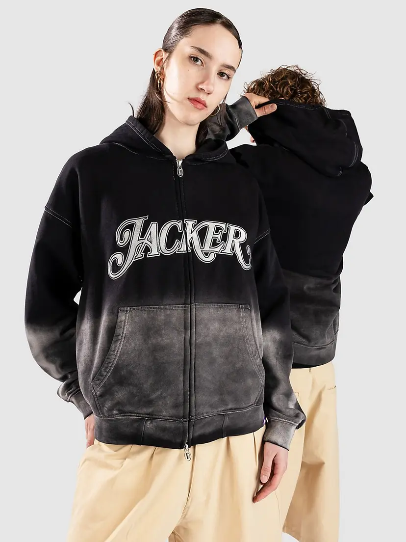 Jacker Jacker Curve Logo Gradient Washed Hettegenser med glidelås svart