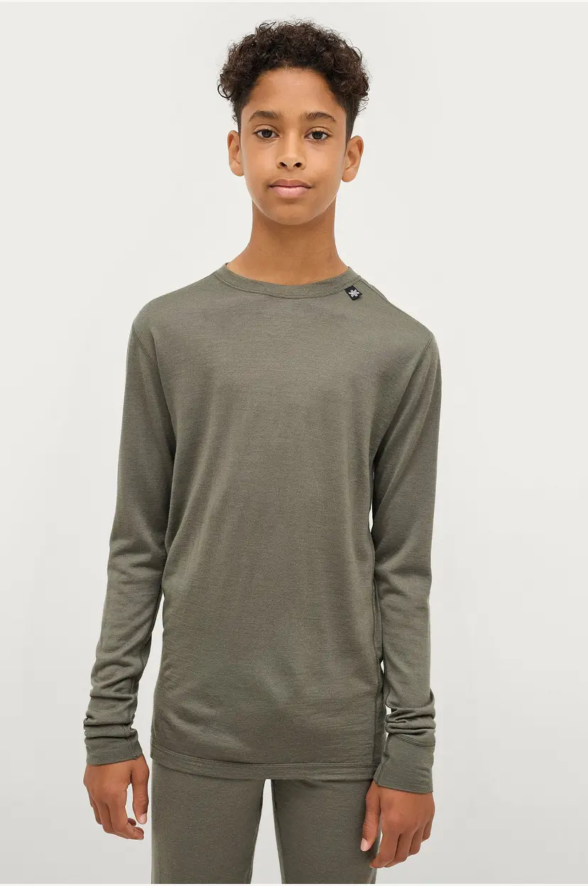 Áhkká Undertrøye Merino Wool UW LS Tee Kids - Grønn