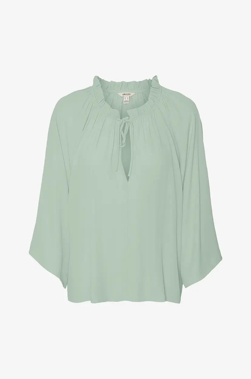 Vero Moda Bluse vmJanni 3/4 Tie Neck Top - Grønn