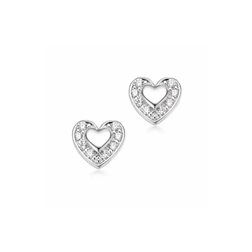 Scrouples Scrouples - Hjerte Ørestikker i Sterling Sølv med Zirkonia - 143722s