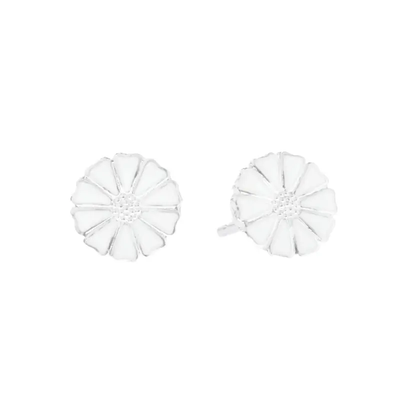 Lund Lund Copenhagen - Marguerit øreringe 7,5mm hvid emalje - 909075-4-h