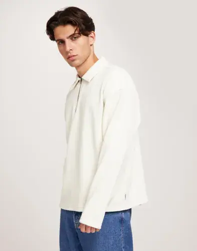 Jack & Jones Jack & Jones Jorrick Plisse Sweat Zip Split Polo Gensere med glidelås Beige